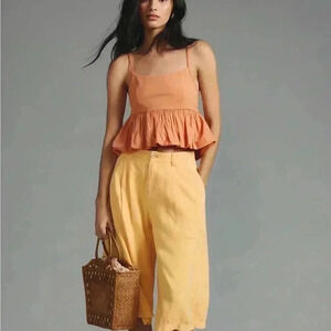 Anthropologie Orange Peplum Blouse